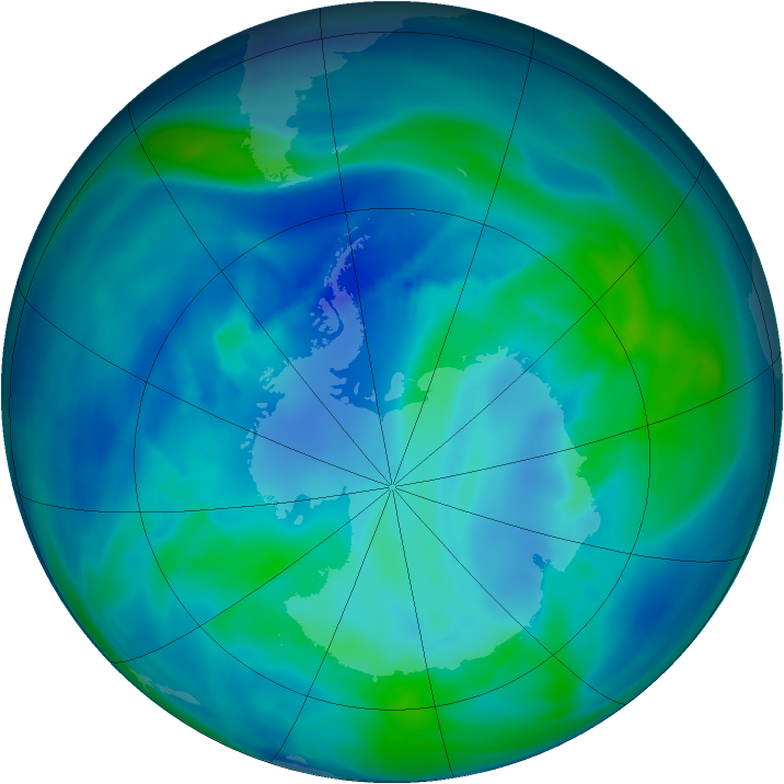 Antarctic ozone map for 18 April 2007